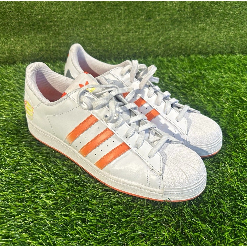 adidas Superstar Low Top Sneakers White Orange Mens Size 13 FH6NCJP100322